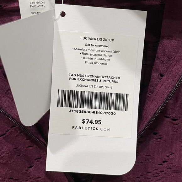 NWT Fabletics Luciana Seamless Purple Zip Up Jacket - Size: Small - Picture 8 of 8